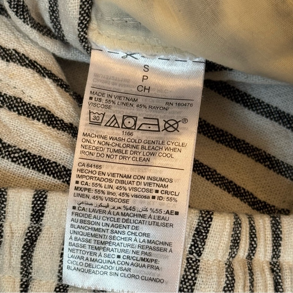 Old Navy Linen Blend Mid-Rise Cropped Striped Pull On Pants Women’s Size Small - Picture 10 of 13